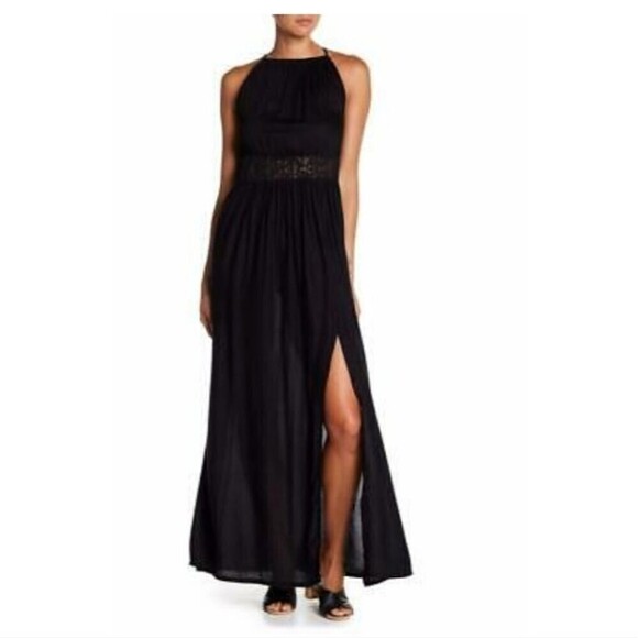 NWT BOHO ME Sleeveless Crochet Waist Maxi Dress Bohemian Black Size Medium - Picture 2 of 11